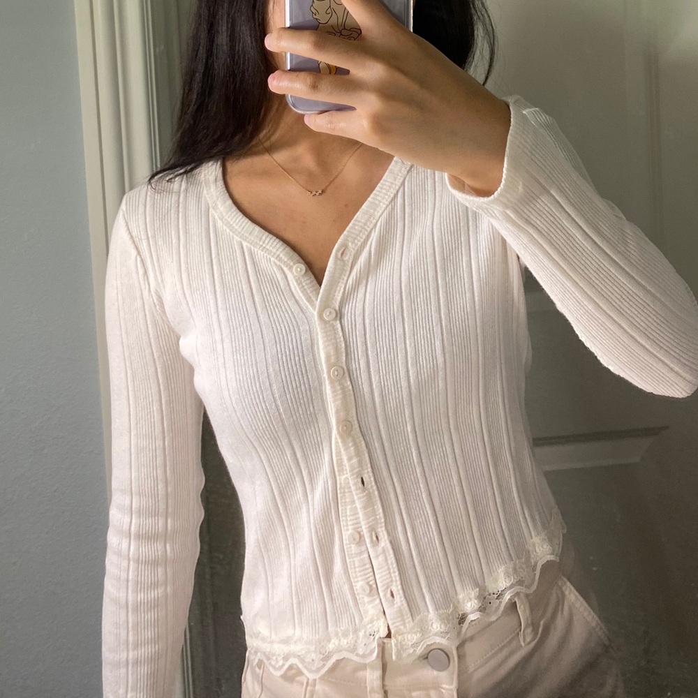 cream button up style shirt!
